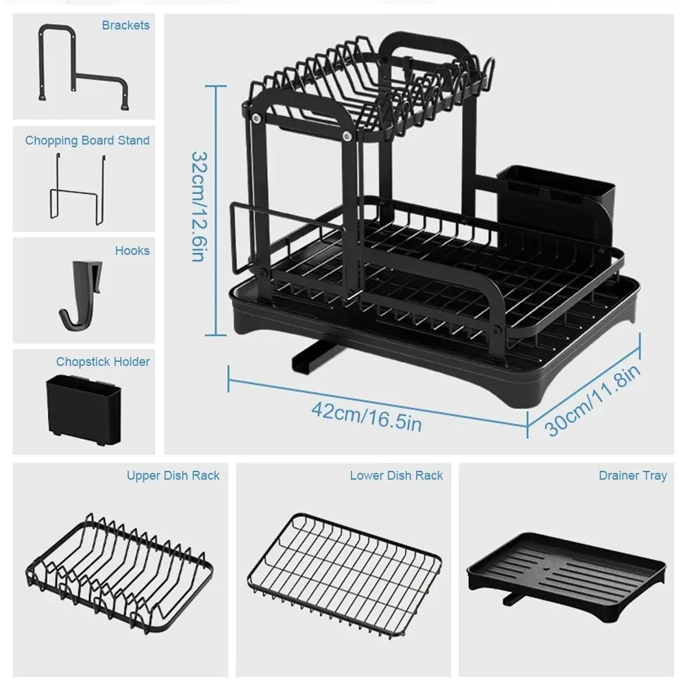 2 Tier Dish Drainer with Dashboard